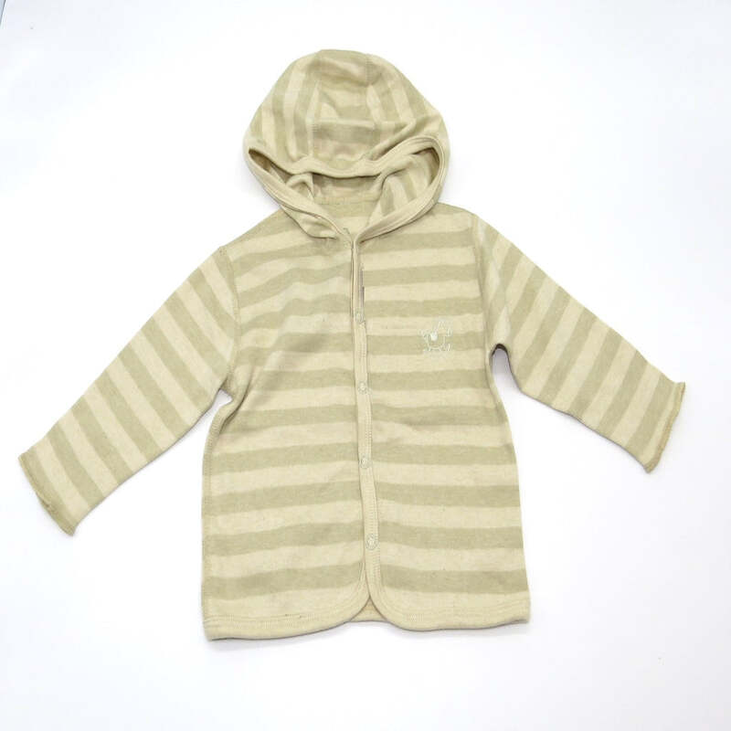 baby-fair Baby Piper Long Sleeve Jacket Top with Hoody 100% Organic Cotton Dye-Free (1104) Green Stripes