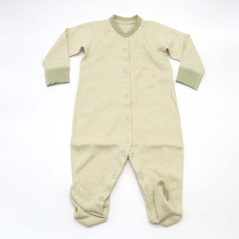 baby-fair Baby Piper Long Sleeve Romper w Socks 100% Organic Cotton Dye-Free (1107) Green