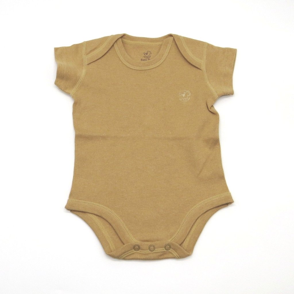 baby-fair Baby Piper Short Sleeve Onesie 100% Organic Cotton Dye-Free (1115) Brown
