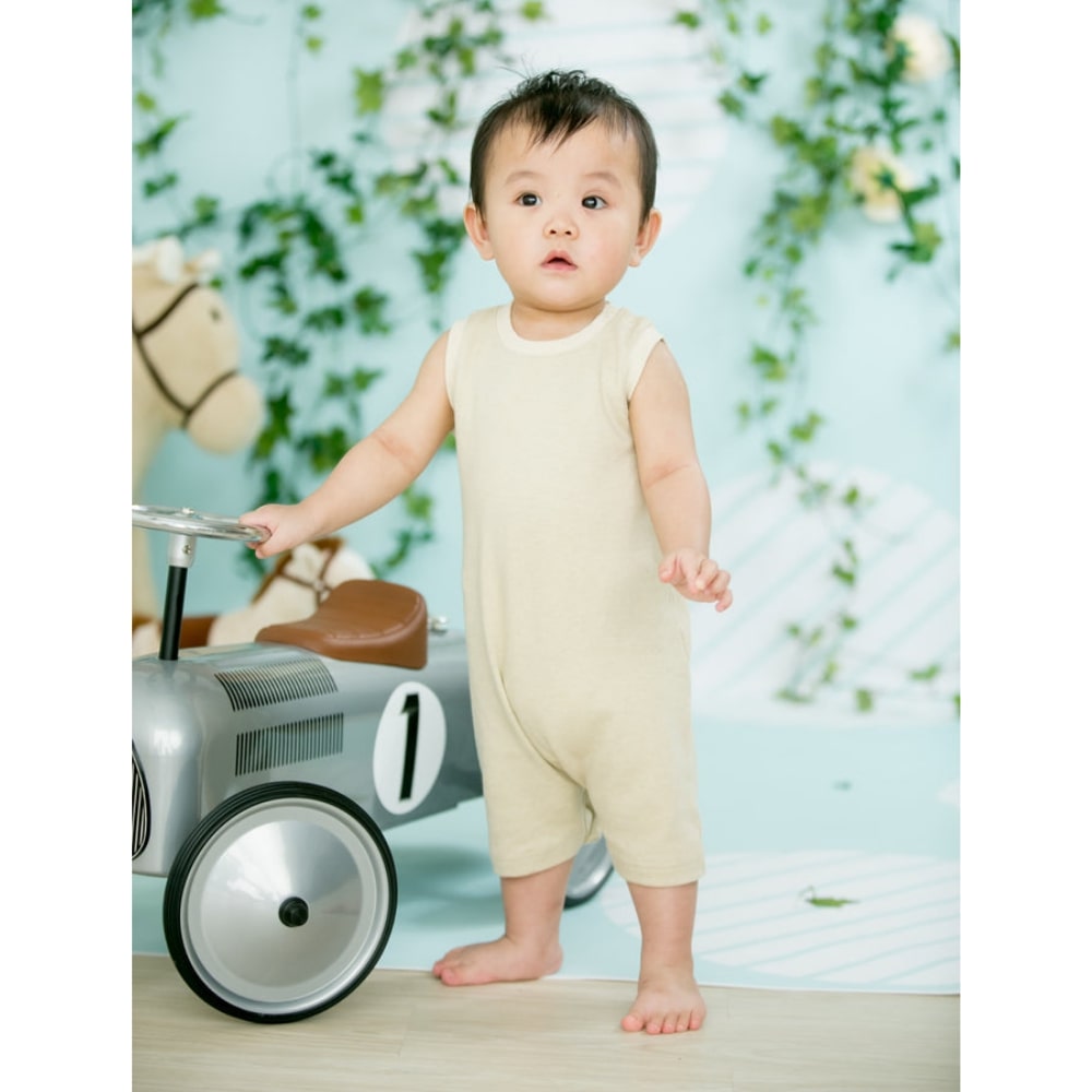 Baby Piper Sleeveless Romper 100% Organic Cotton Dye-Free (1127) Green