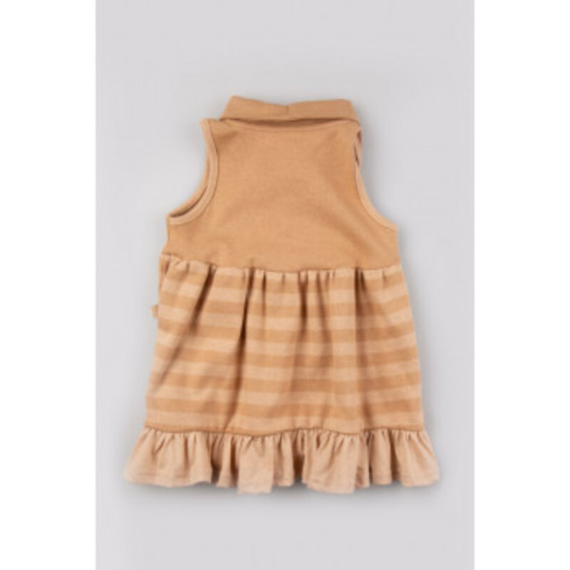 Baby Piper Sleeveless Collar Dress 100% Organic Cotton Dye-Free (1140) Brown