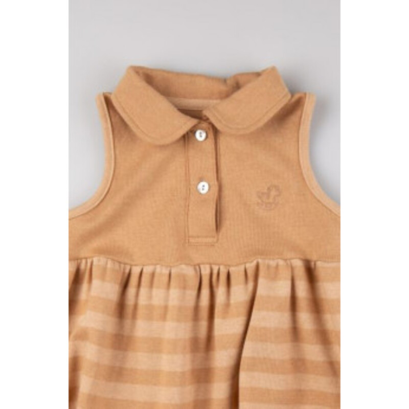 Baby Piper Sleeveless Collar Dress 100% Organic Cotton Dye-Free (1140) Brown