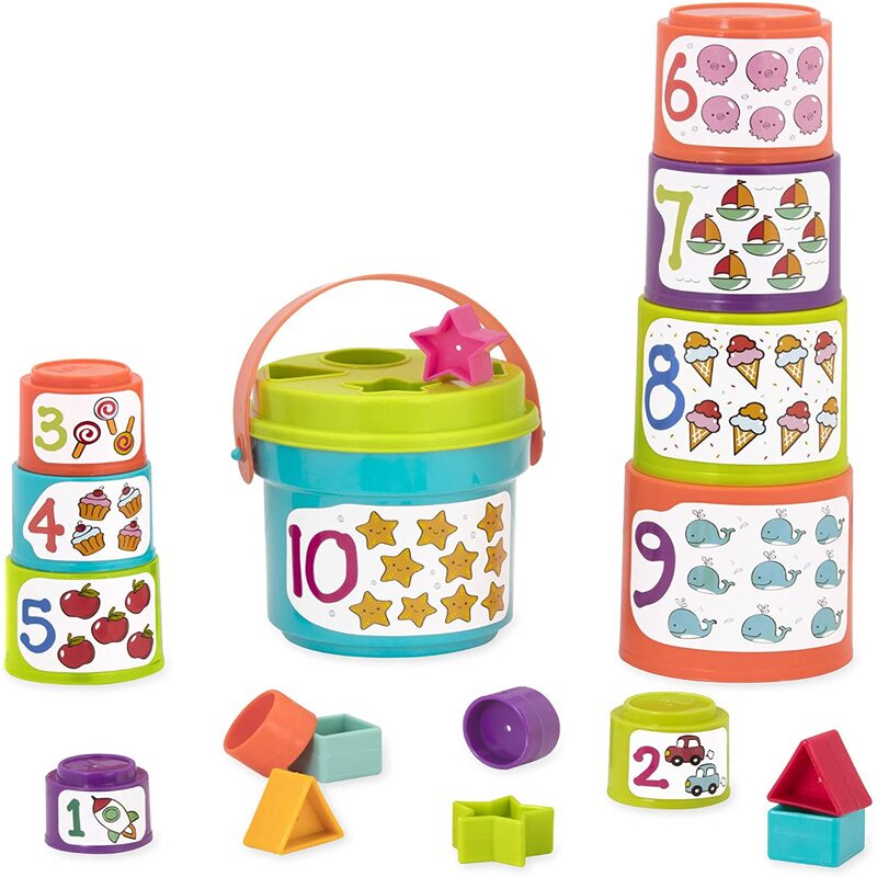 baby-fair Battat Sort & Stack Set Stacking Cups with Shape Sorter 19 Pieces
