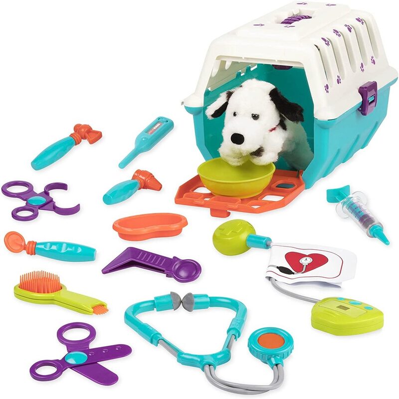 Battat Dalmation Vet Kit Interactive Vet Clinic and Cage Pretend Play for Kids with 15 pieces