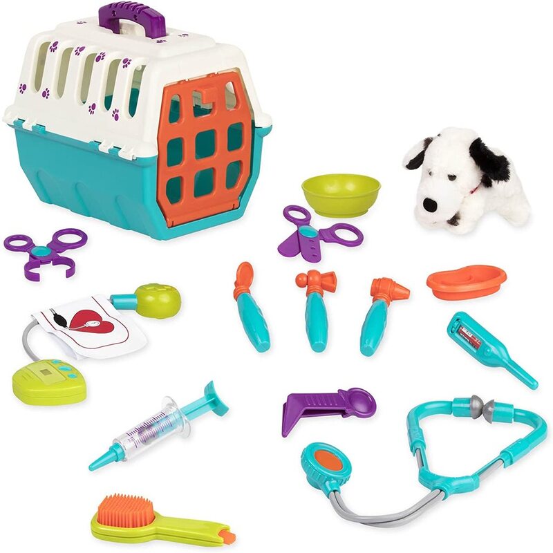 Battat Dalmation Vet Kit Interactive Vet Clinic and Cage Pretend Play for Kids with 15 pieces