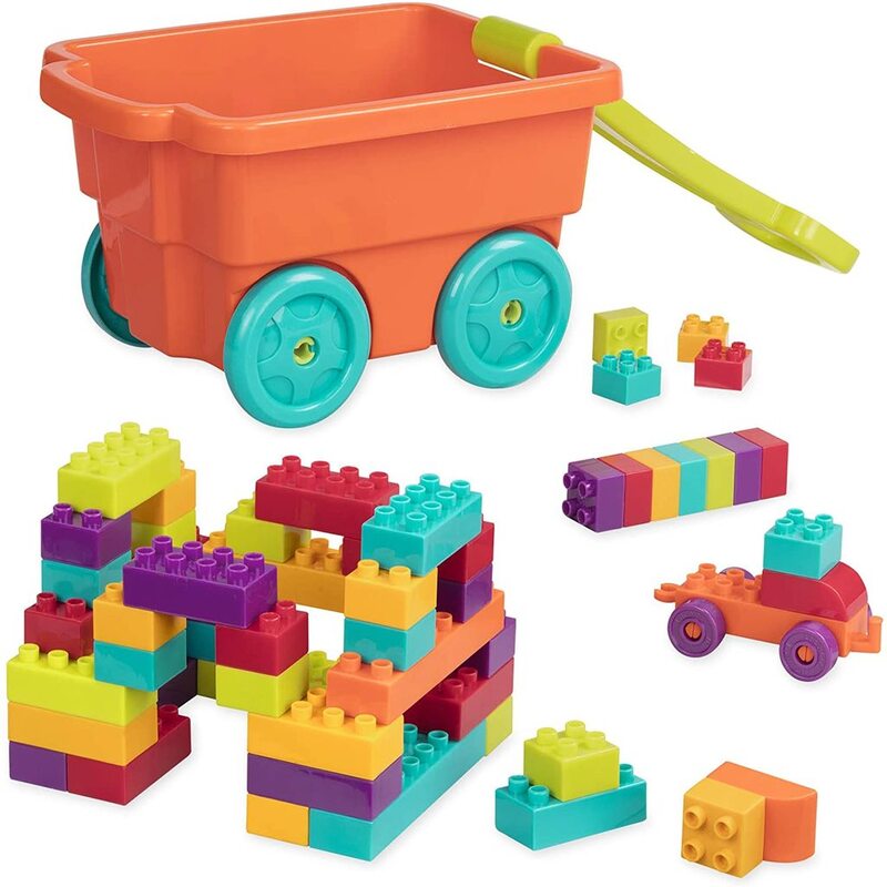 baby-fair Battat Locbloc Wagon Building Toy Blocks for Toddlers 54 pieces