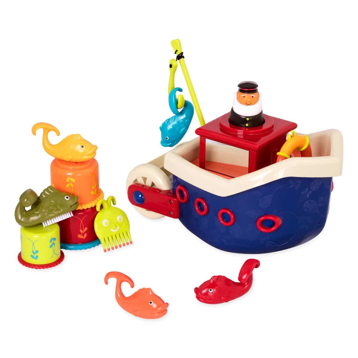 baby-fair B.Toys Fish N Splish Floatable Bath Boat with 12 Toys