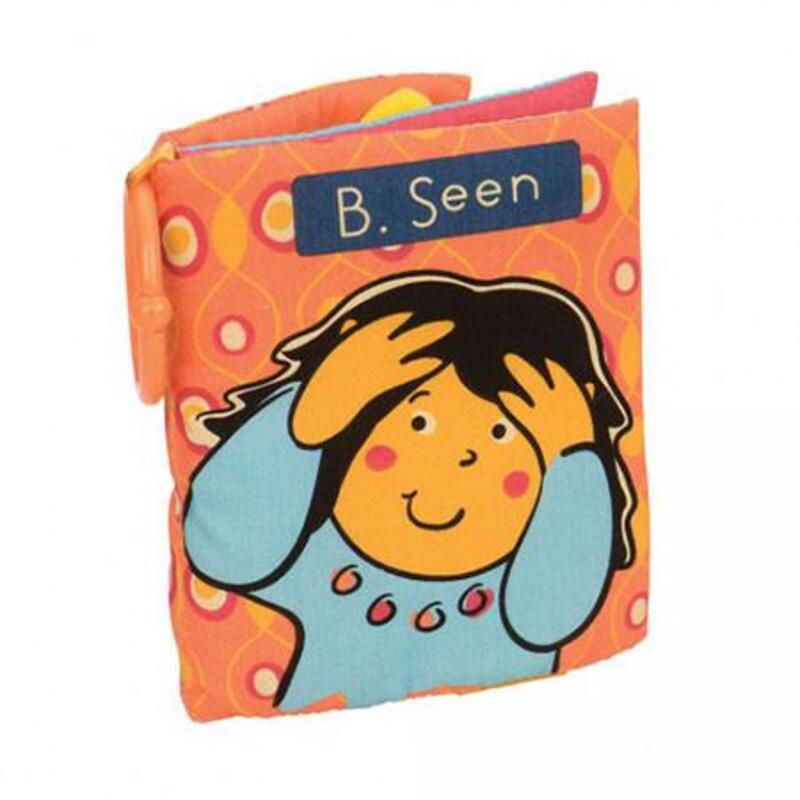 B.Toys Peek-A-Books baby first soft book with stimulating colors and touch-feel textures