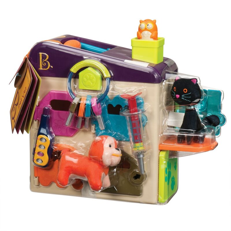 B.Toys Pet Vet Clinic Set with 4 Color-match Keys and 6 accessories
