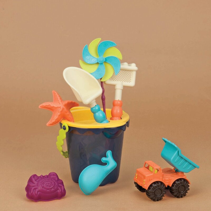 baby-fair B.Toys Sands Ahoy! Medium Bucket Set with 8 accessories beach toy