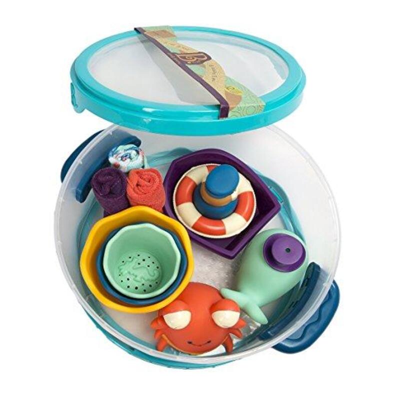 B.Toys Wee B. Splashy Tub Time Set with Squirt Toys and Wash Cloths