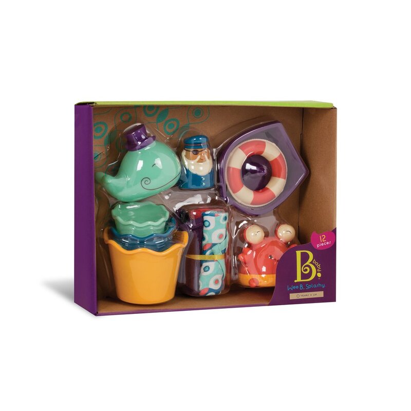 B.Toys Wee.B.Splashy Bath Play Set with Squirt Toys and Wash Cloths