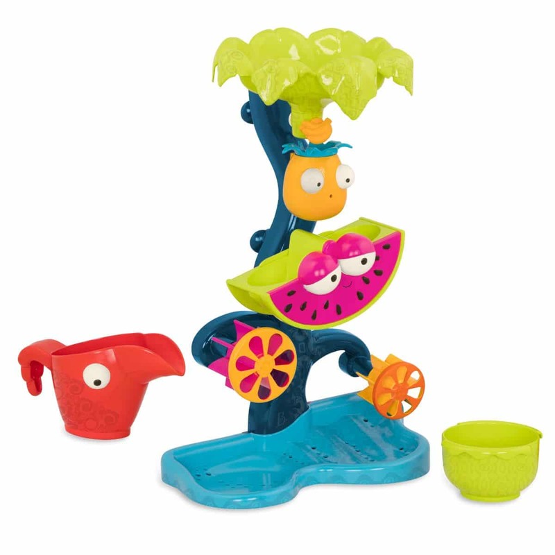 B.Toys Water Wheel Tropical Waterfall Interactive Water Play Set with Suction