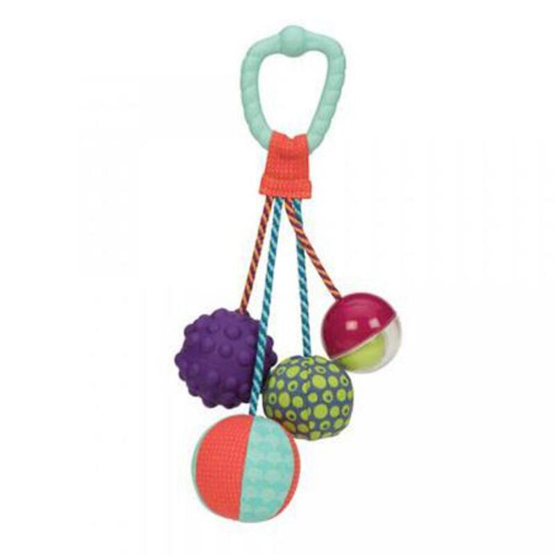 B.Toys Sounds So Squeezy Rattle Balls with Teething Ring