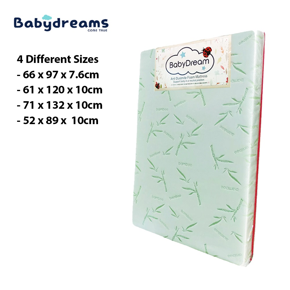 Baby Dream High Density Anti-Dust Mite Premium Bamboo Covered Baby Foam Mattress With Holes