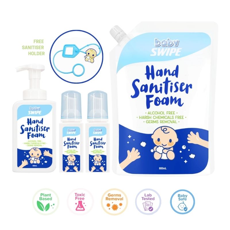 babySWIPE Hand Sanitiser Bundle (1 x 400ml + 2 x 80ml + 1 x 800ml (pouch pack))