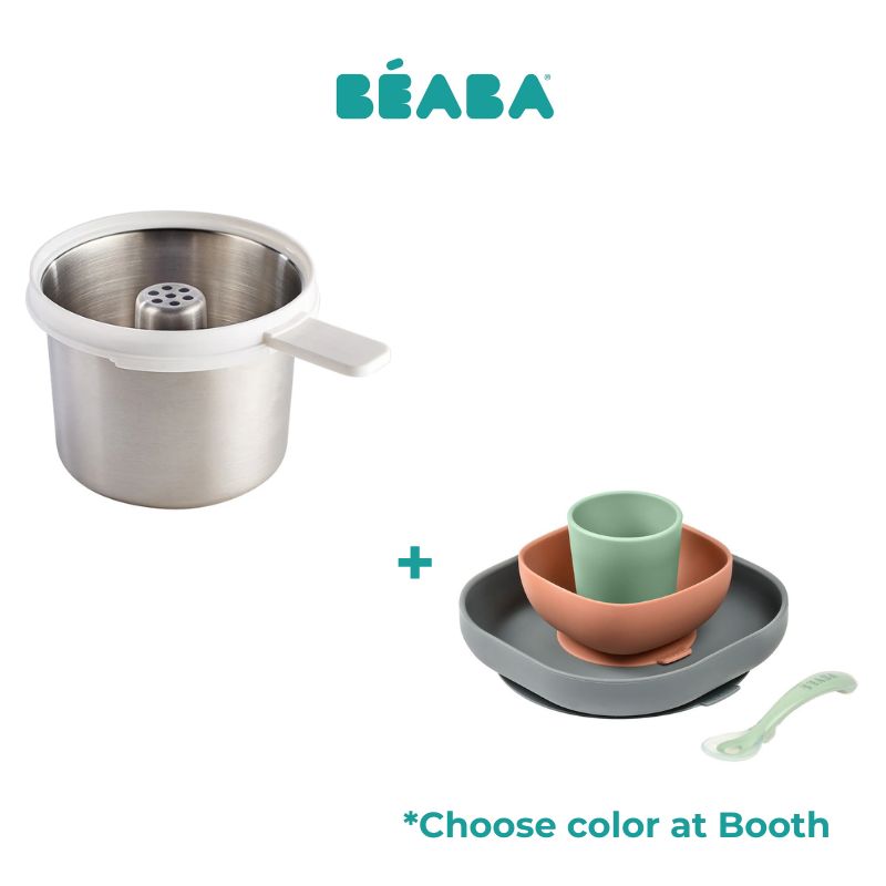 Beaba Neo Cooker Pasta / Rice Cooker + Beaba Silicon Meal Set