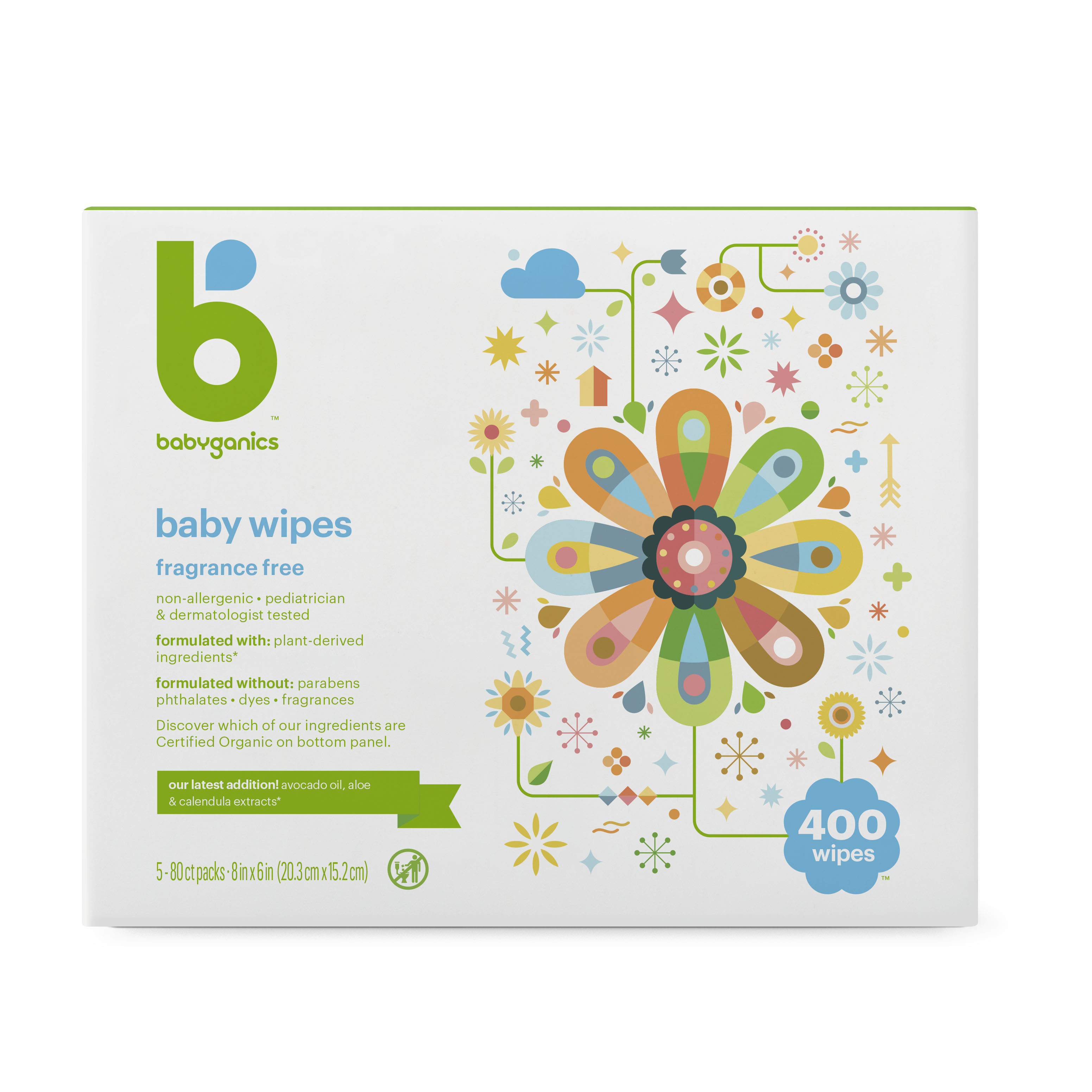 (Buy 1 Free 1) Babyganics Baby Wipes Fragrance Free (400 sheets)