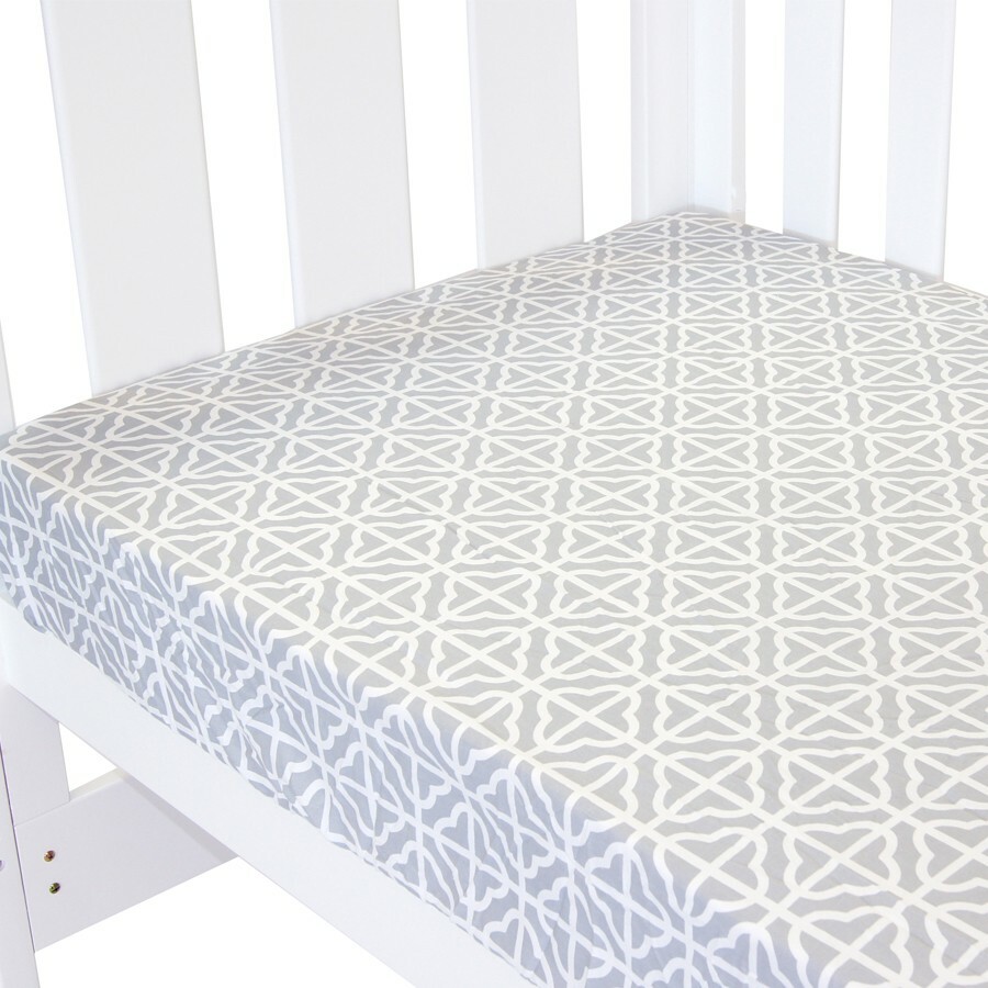 Babyhood Amani Bebe Fitted Sheet - Summer Stripe Grey