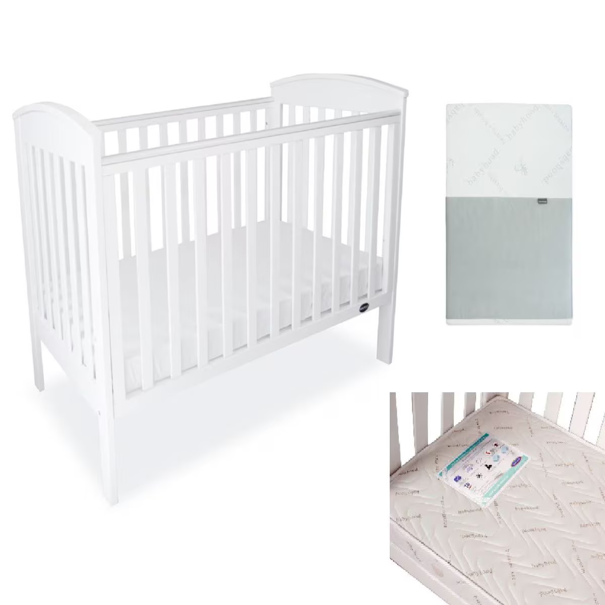 Babyhood Classic Curve Cot (Beech) + My First Innerspring Mattress