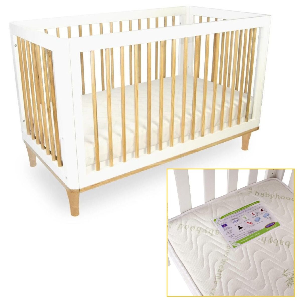 Babyhood Riya Cot + Bamboo Innerspring Bundle