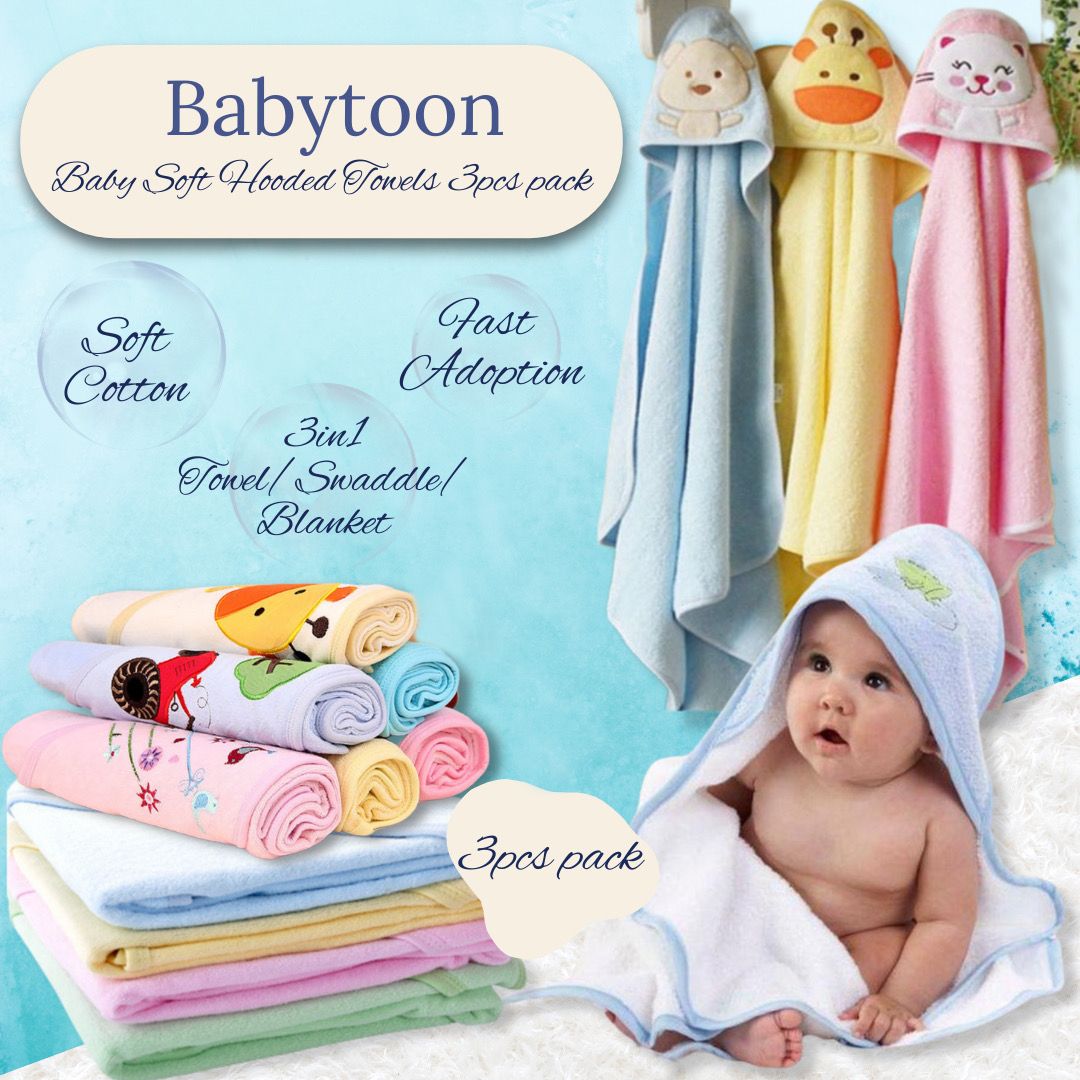 Babytoon Baby Soft Hooded Towels 3pcs pack