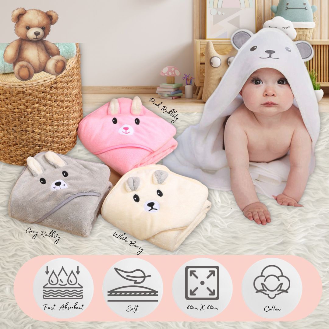 Babytoon Soft Adorable Animal Baby Hooded Towel