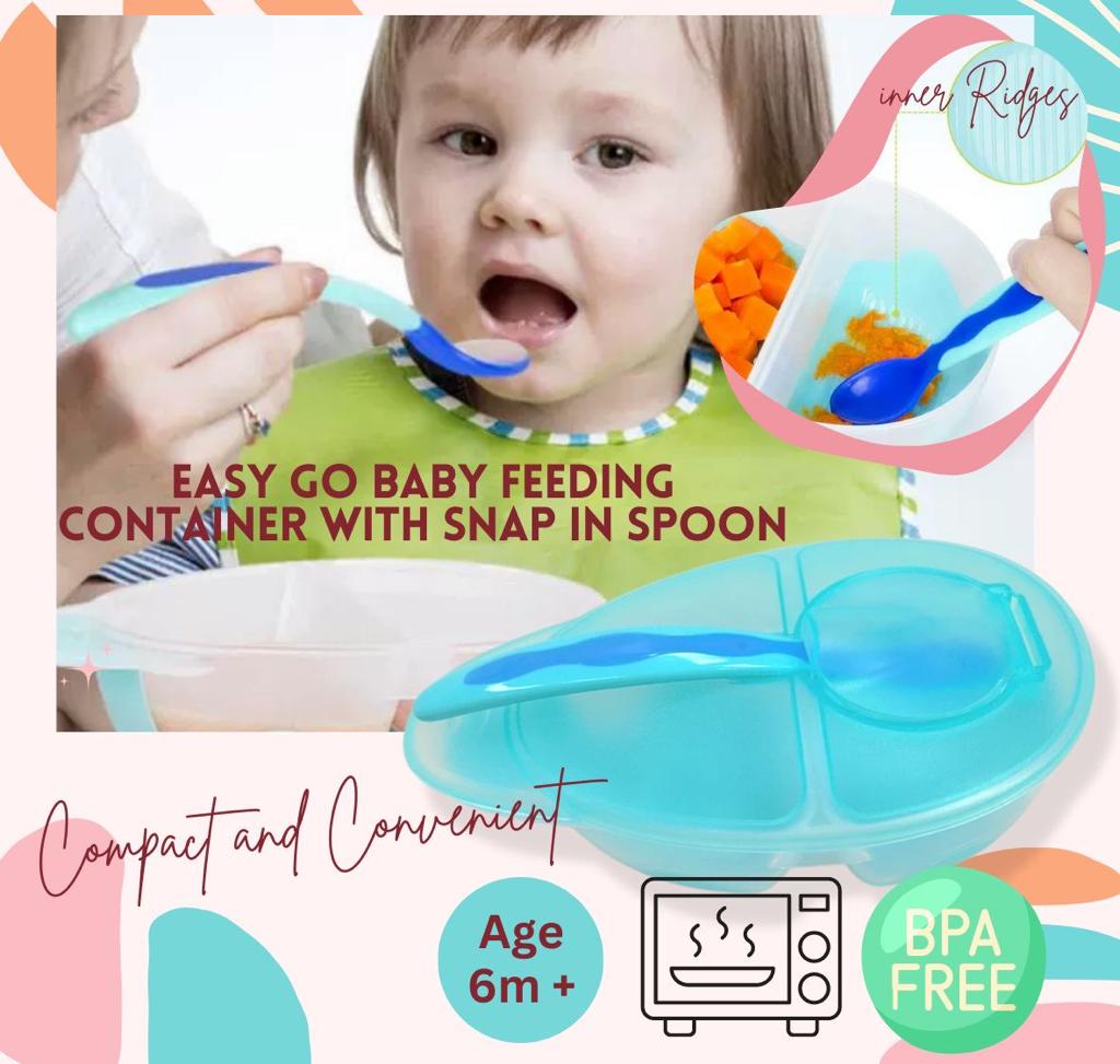 Hogokids Easy Go Baby Bowl with Lid and Snap-In Spoon ( Safe BPA Free )