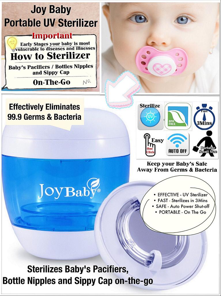 Joy Baby® Portable Pacifier Holder with UV Sterilizer