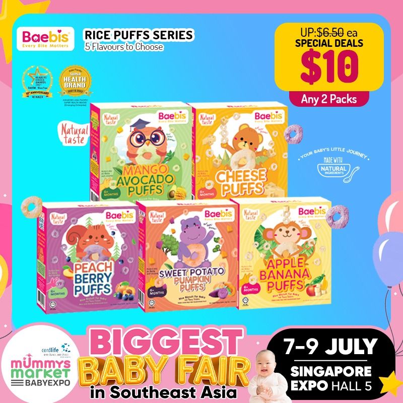 Baebis Baby Natural Rice Puff Biscuit (Bundle of 2)