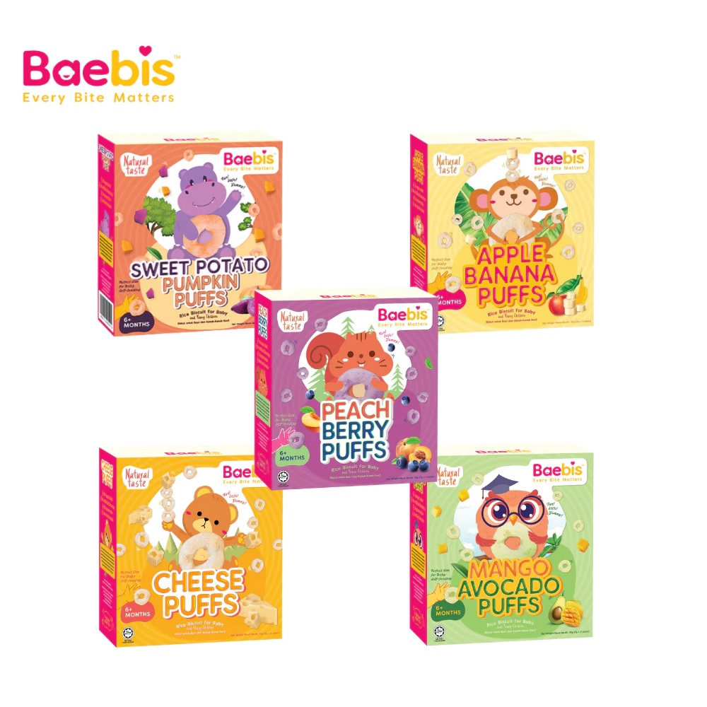 Baebis Baby Natural Rice Puffs Bundle - Any Flavour (Buy 7 Free 1)