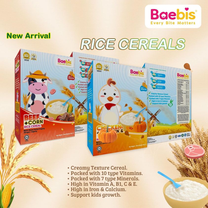 Baebis Natural Rice Cereal Bundle - Any Flavour (Buy 2 Free 1)