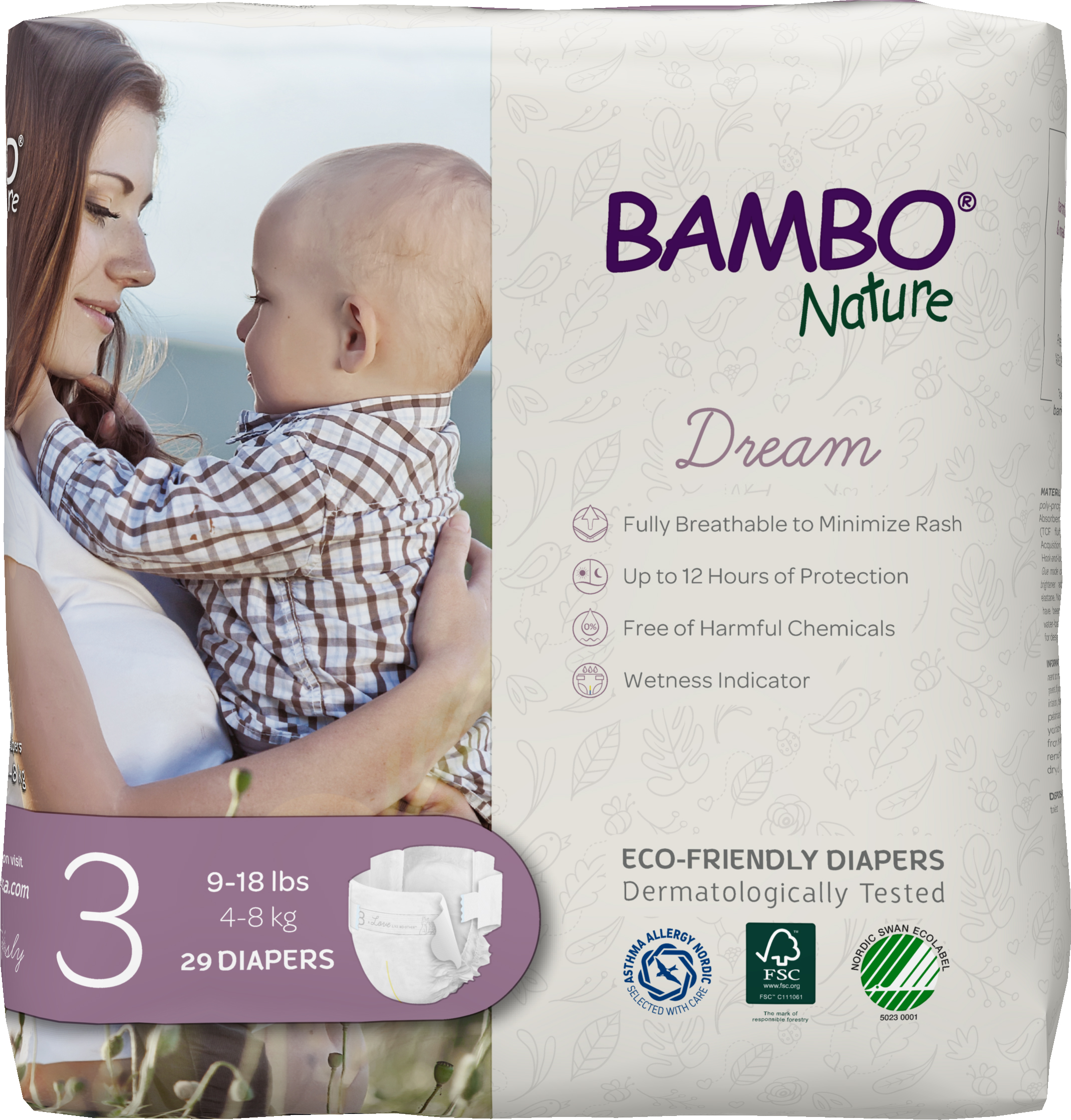 Bambo Nature Dream Baby Diaper Size 3 / 4-8 kg (29/pk)