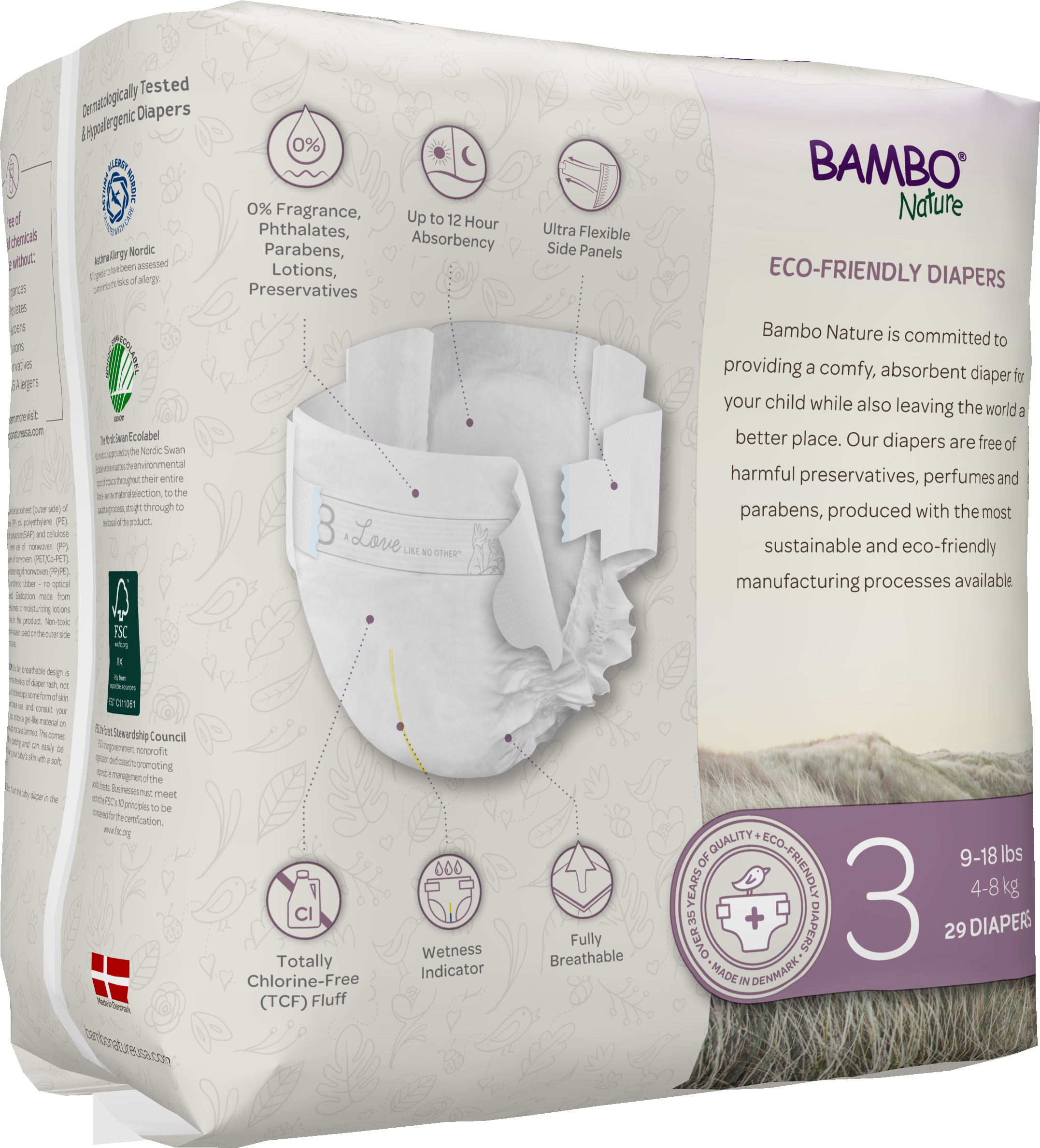 Bambo Nature Dream Baby Diaper Size 3 / 4-8 kg (29/pk)