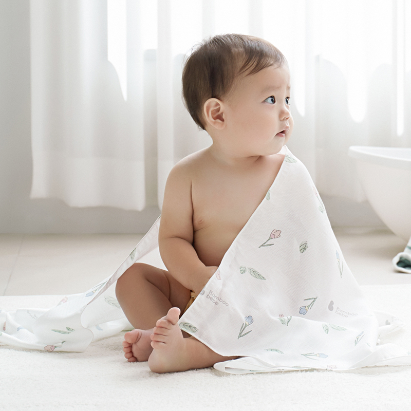 Baby Fair | BambooBebe Signature Baby Bath Towel,Swaddle, Diaper Insert - Flower Buds (3p)