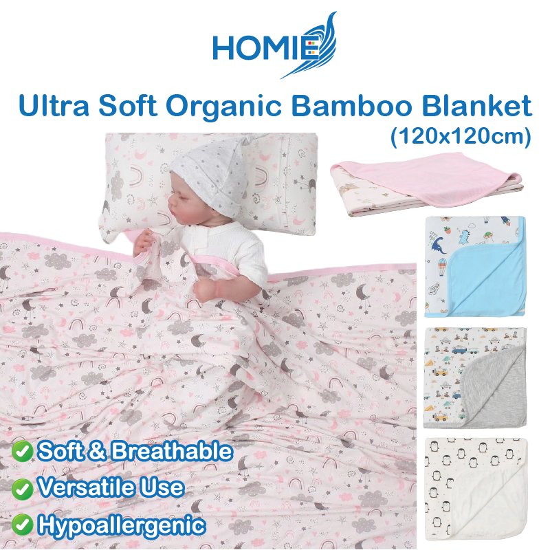 Homie (120x120cm) 2 layers Ultra Soft Bamboo Blanket - Assorted Designs *Choose at Booth
