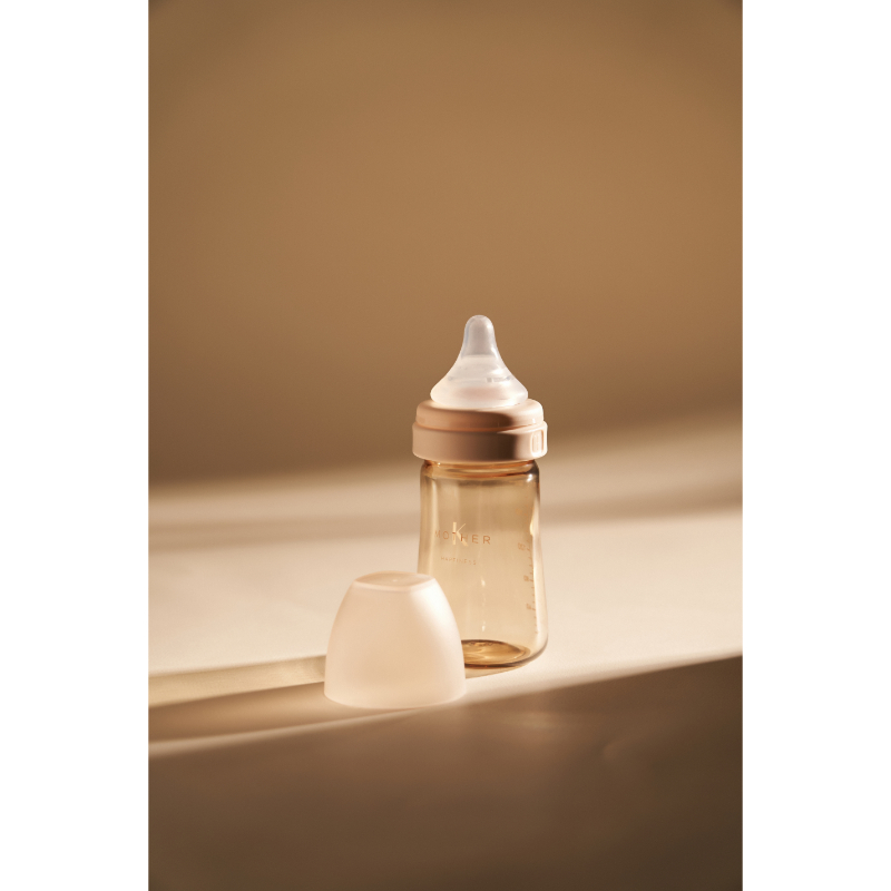 Mother K PPSU Basic Feeding Bottle 180ml - Cream (with Nipple Step 2)