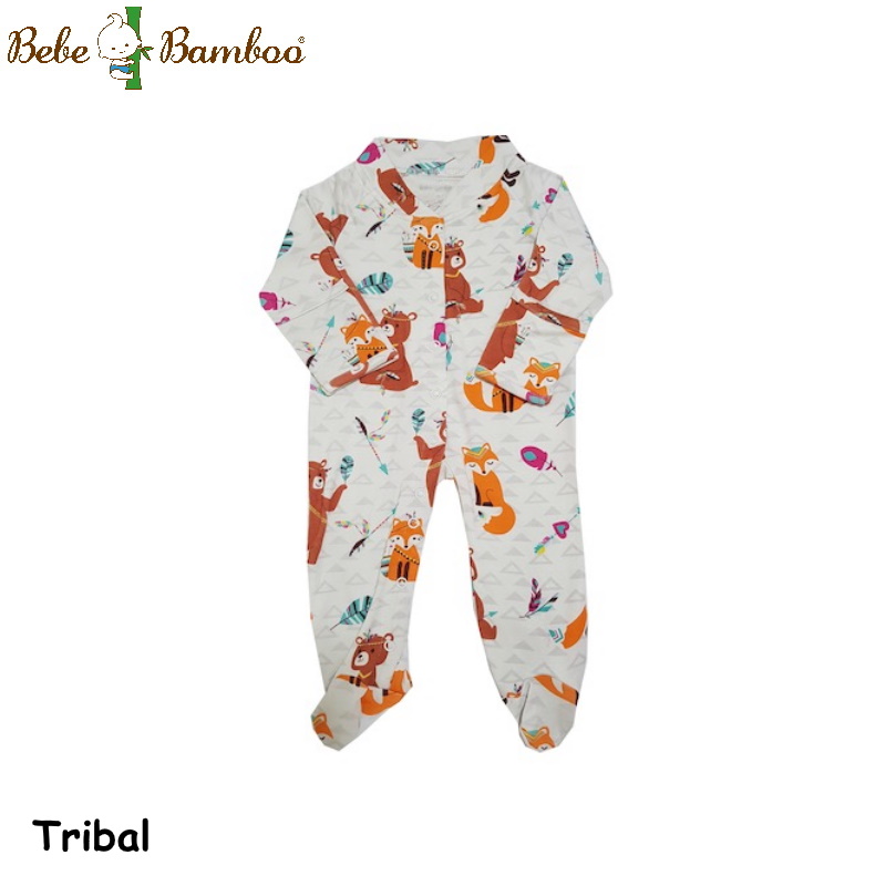 Bebe Bamboo Footie with Foldover Mitten (Tribal)