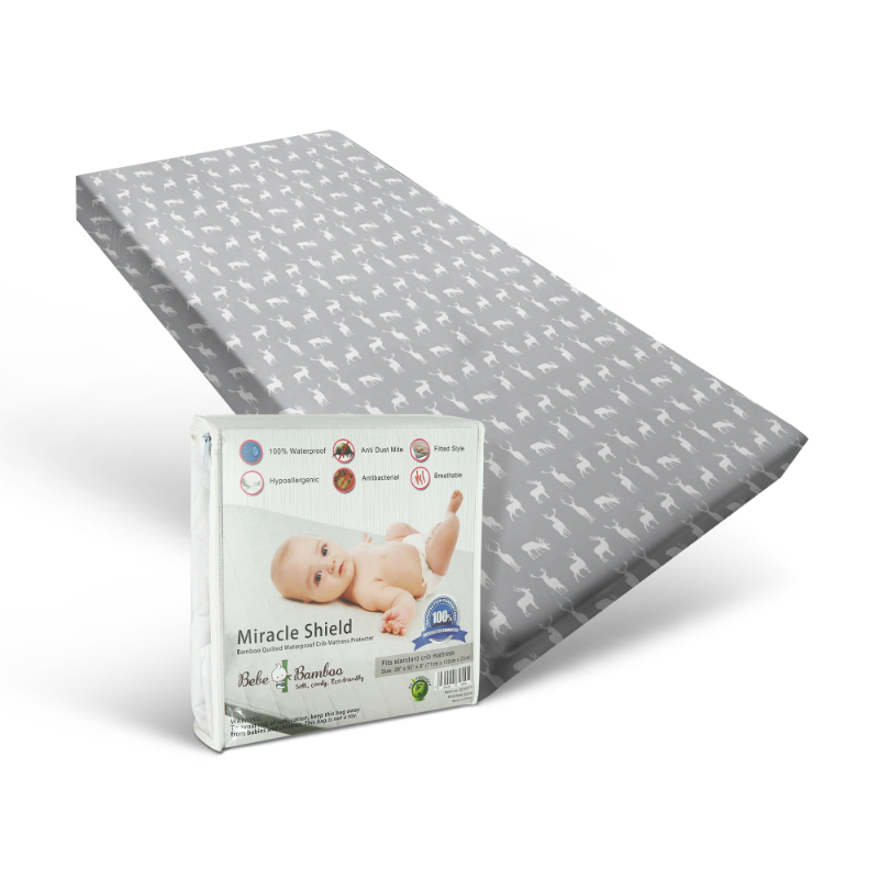 Bebe Bamboo 95% Bamboo Fitted Sheet + Miracle Shield Bamboo Quilted Waterproof Mattress Protector
