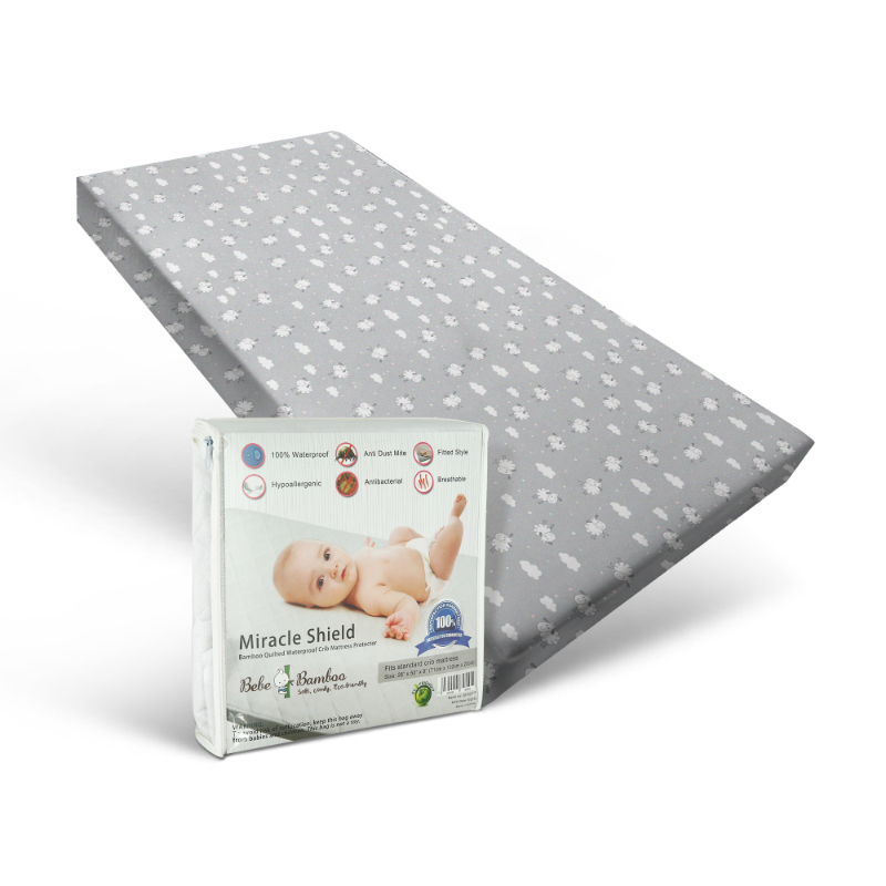 Bebe Bamboo 95% Bamboo Fitted Sheet + Miracle Shield Bamboo Quilted Waterproof Mattress Protector