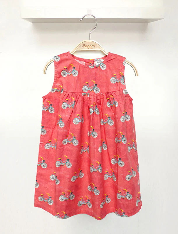 Lagom Kids Bicycle Sleeveless Girl Dress - Candy Red