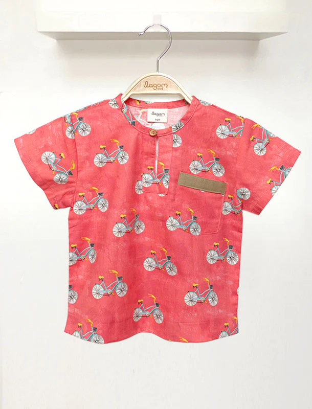 Lagom Kids Bicycle Boy Shirt - Candy Red