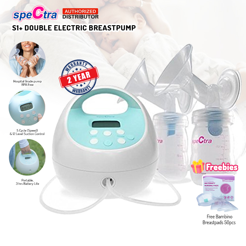 Spectra S1+ Double Electric Breastpump (2 Years Local Warranty) + 1 Box Bambino Breastpads 50pcs