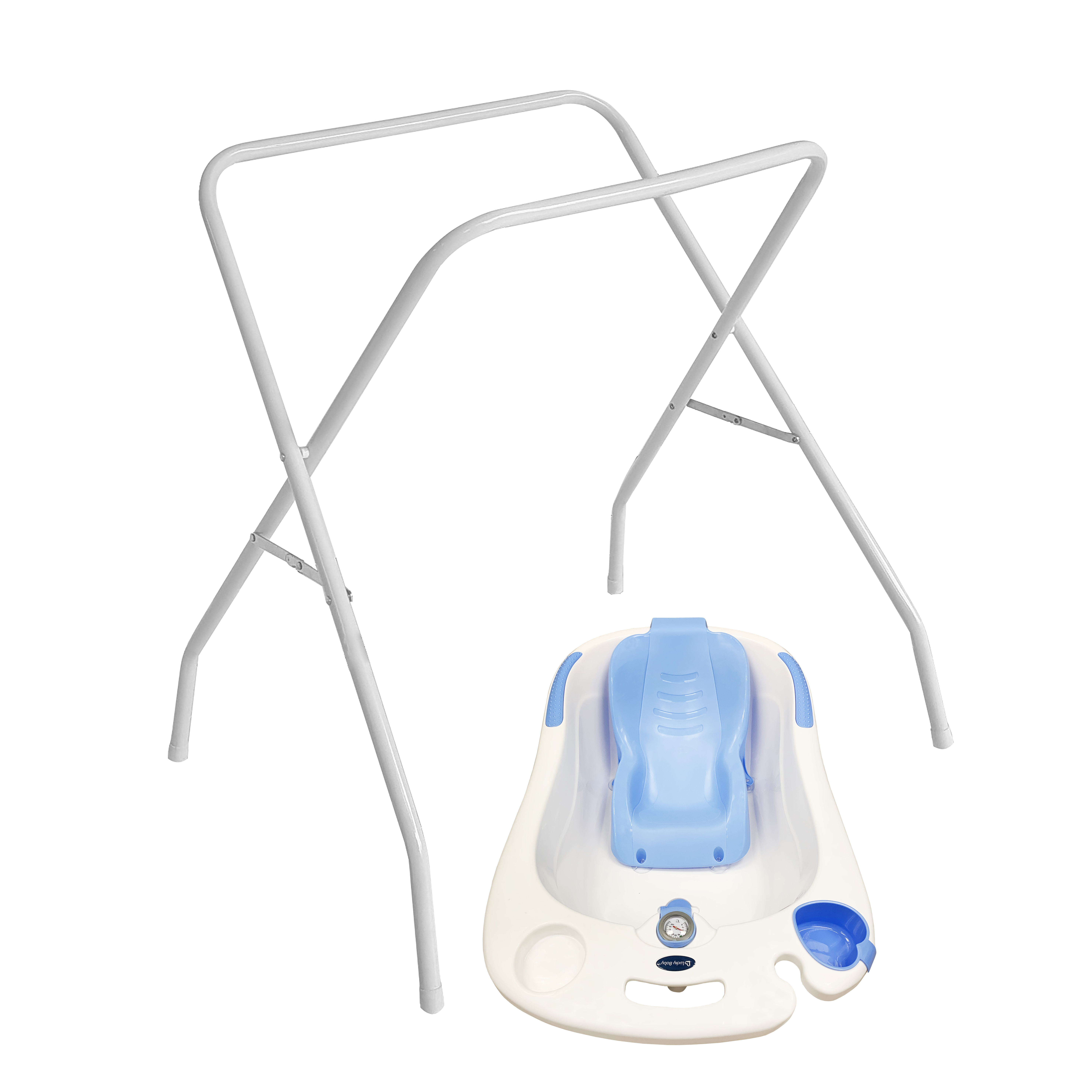 Lucky Baby Bobee Bath Tub W/Thermometer + Stand (Blue)