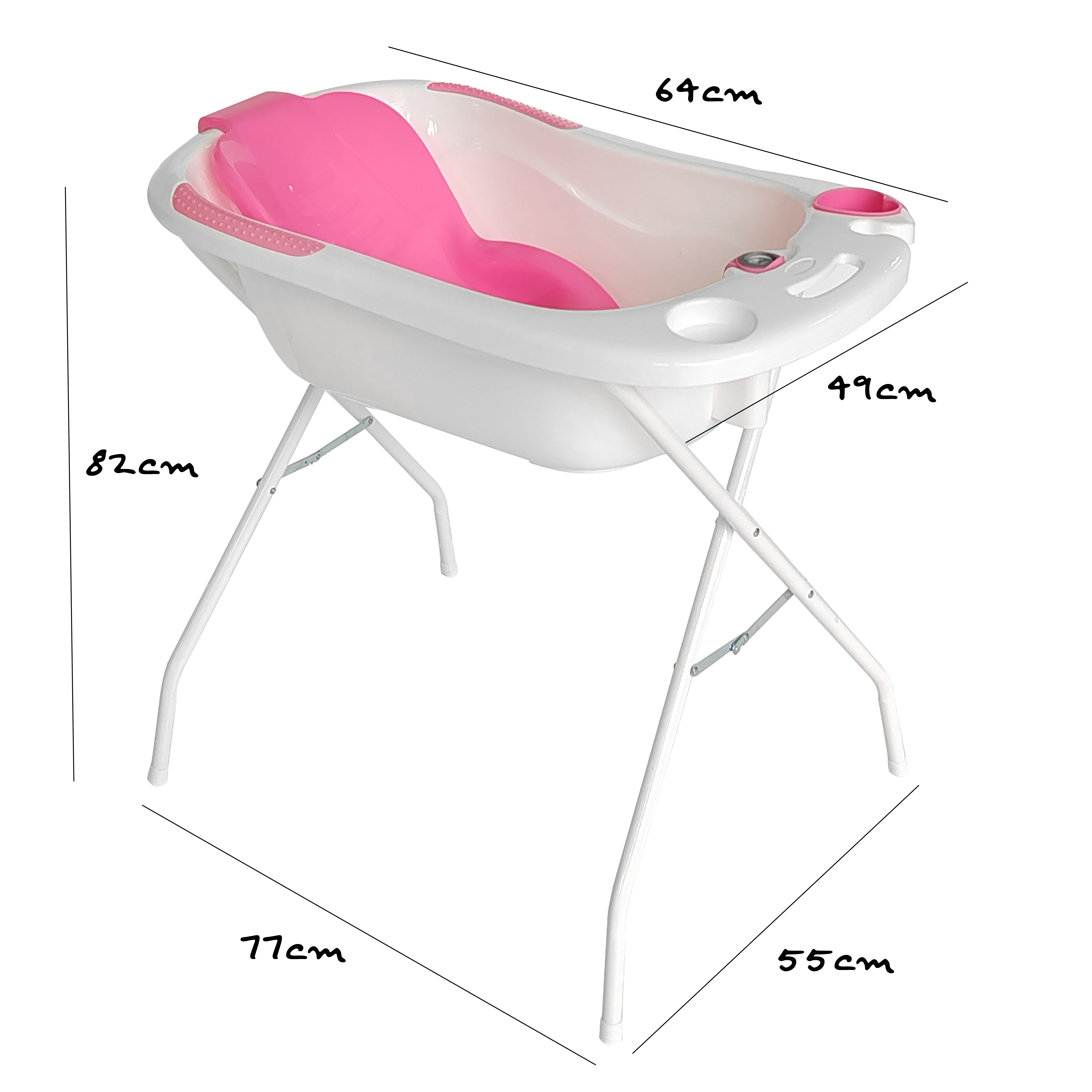 Lucky Baby Bobee Bath Tub W/Thermometer + Stand (Pink)