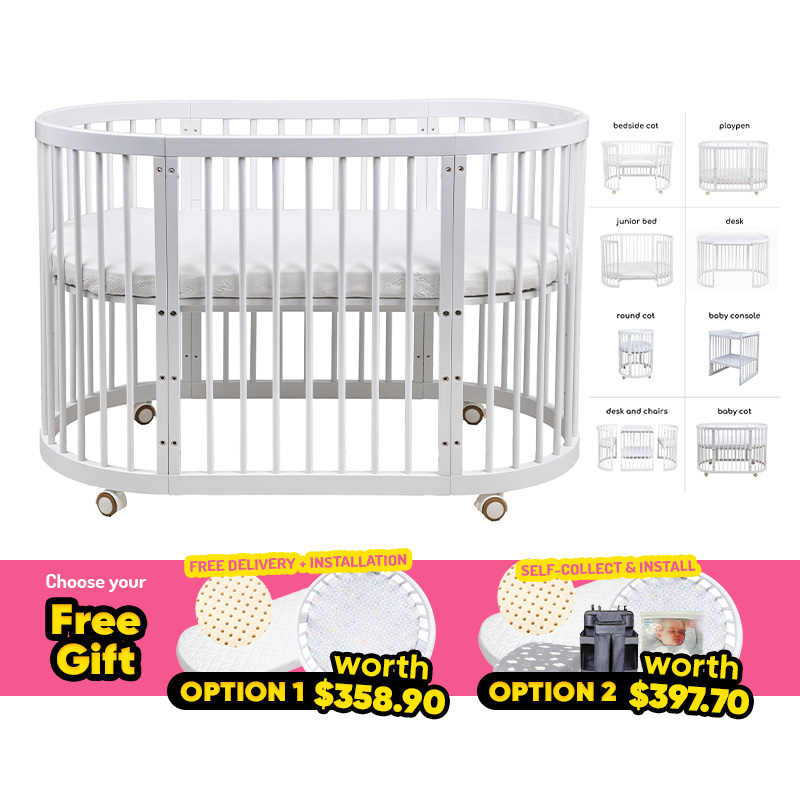 Bonbijou Doozy 7-in-1 Convertible Baby Cot + FREE GIFT