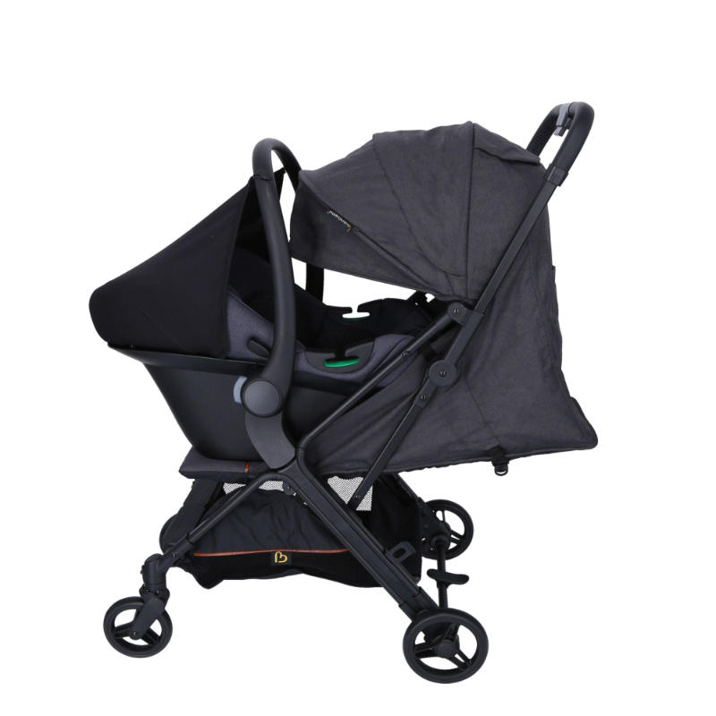 Bonbijou Leroy Auto Fold Stroller (Black) + Infant Car Seat