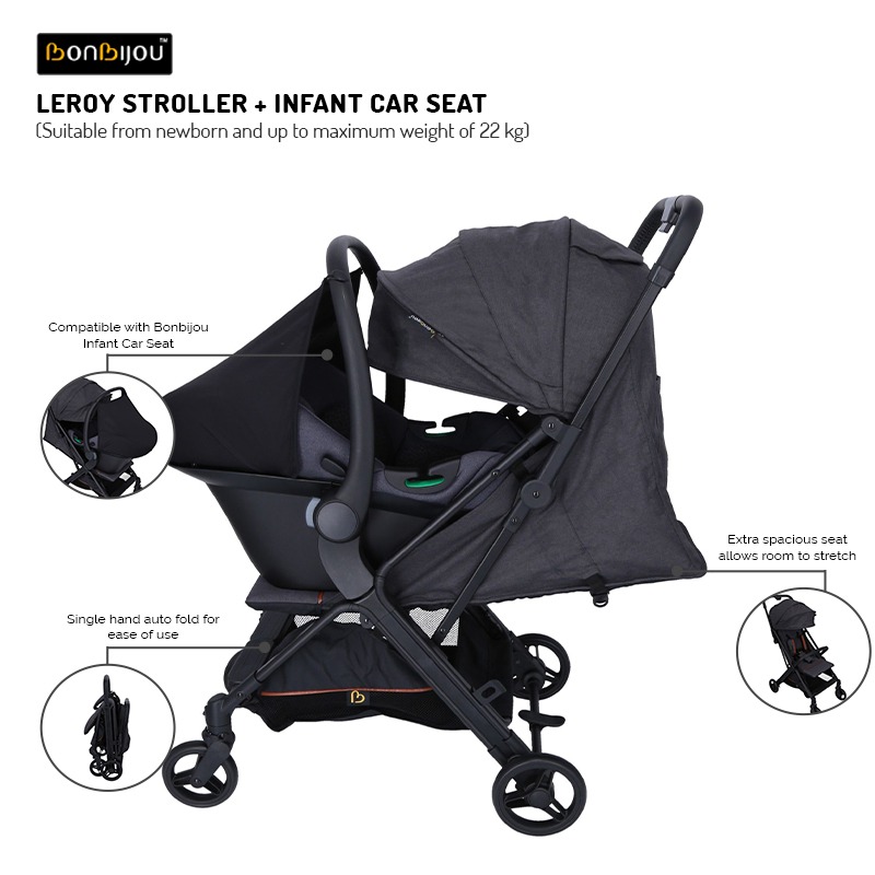 Bonbijou Leroy Auto Fold Stroller & Infant Car Seat