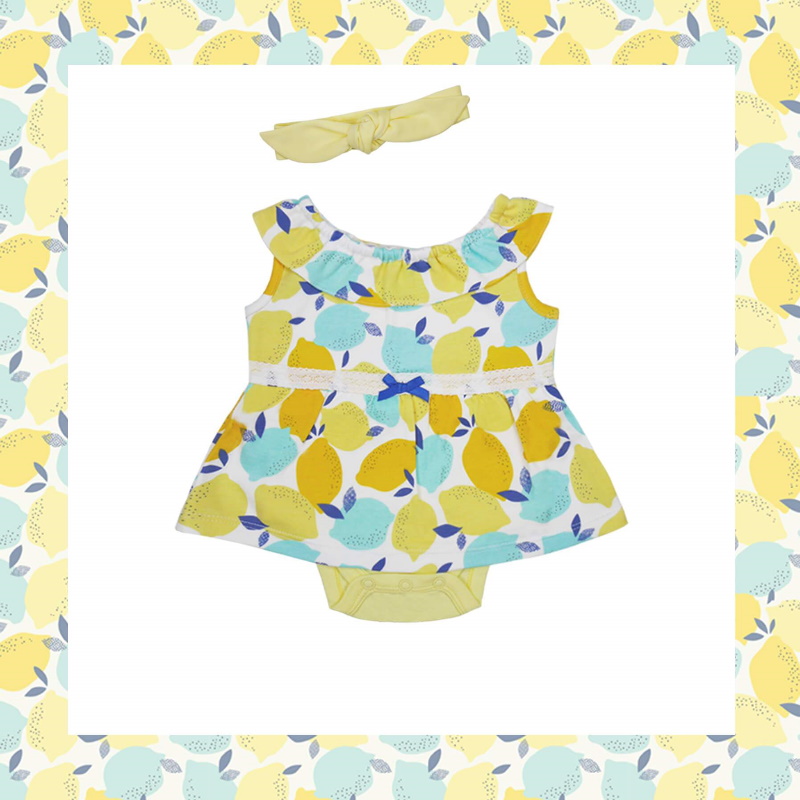 baby-fair LittleBBLove Romper Dress (Cheery Lemons) with Headband