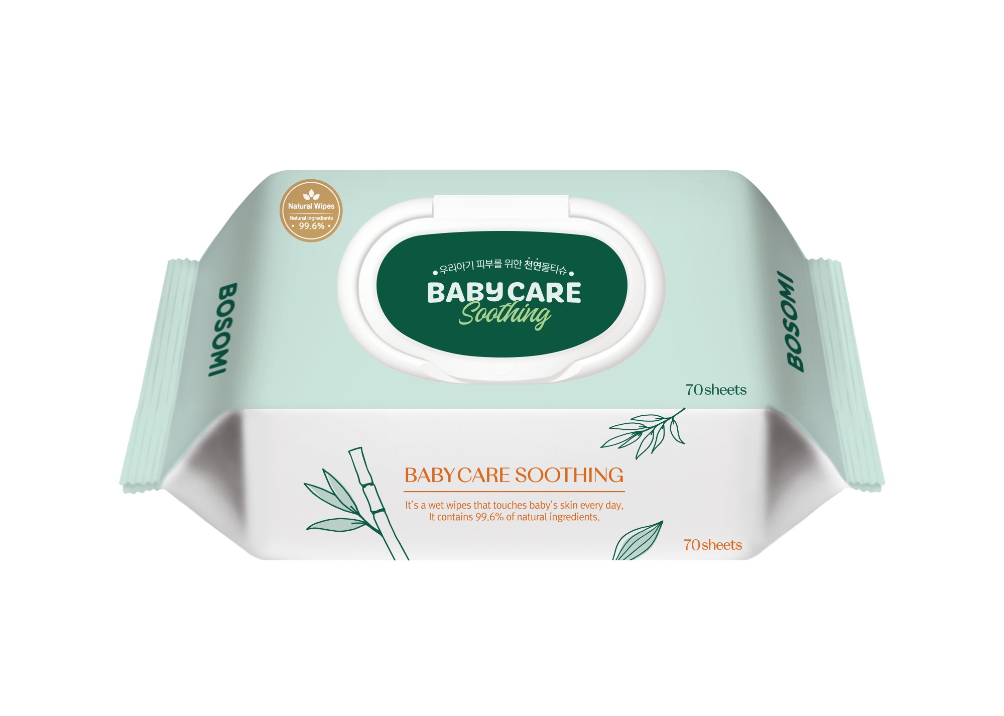 BOSOMI BabyCare Soothing Wet Wipes 70s with Cap (4-Pack Bundle)